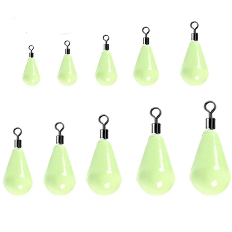 Luminous Fishing Weights Sinkers 11g-60g Water Drop 360 Degree Rotation Fishing Sinker Bass Fishing Accessories