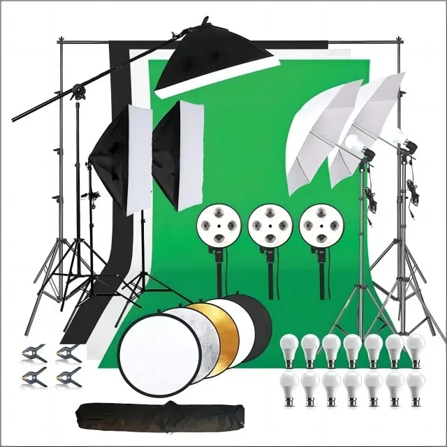 Wholesale Photo Studio Equipment 2*3M Background Stand Photography Backdrop Set Soft Box Umbrella Lighting Kit