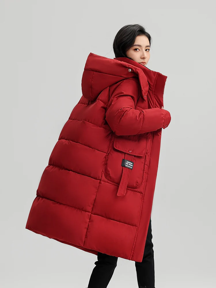 Vielleicht 2024 New Korean Style Long Parkas Winter Puffer Jacket For Women Down Cotton-padded Thickened Hooded Coat Clothes