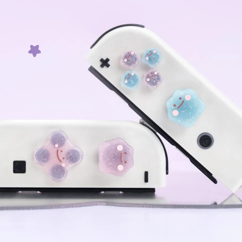 Милая силиконовая Мягкая D-pad перекрестная Кнопка ABXY, стикер для ключа, оболочка для Nintendo Switch Oled Joy-con, Стик для большого пальца, крышка для захвата