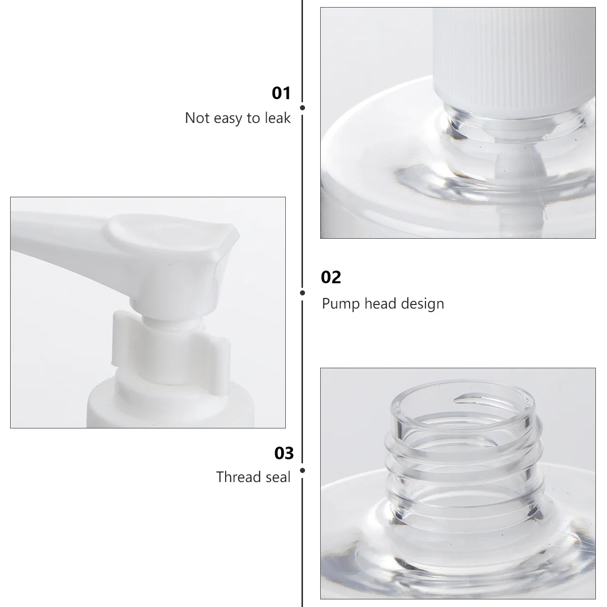 

3Pcs 500ml Empty Transparent Bottles for Hand Soap Lotion Shampoo Practical Safety Material