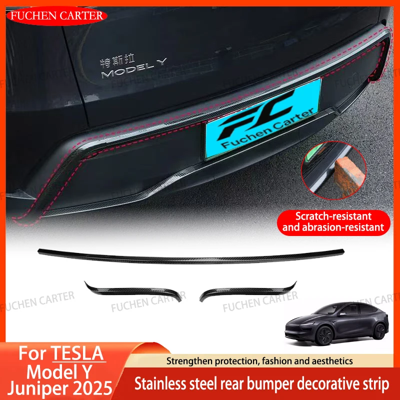 

For Tesla ModelY Juniper 2025+ Stainless Steel Rear Bumper Trim Strip Bumper Scratch & Collision Protection Strip Trim Accessory