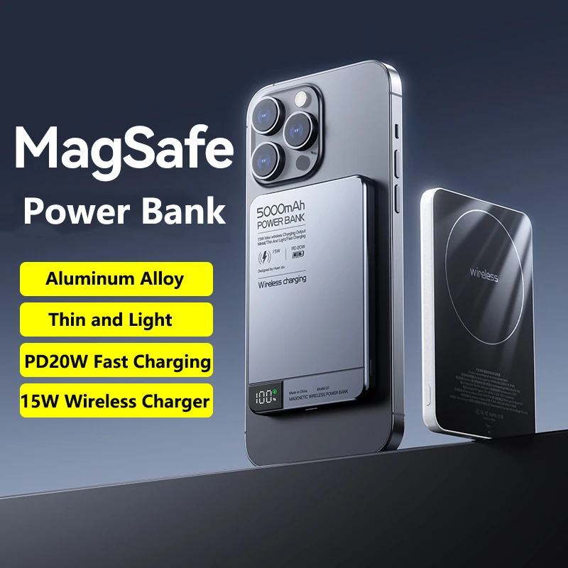 Ultracienki Power Bank Magsafe 10000 mAh przenośny bezprzewodowy powerbank z szybkim ładowaniem bateria zewnętrzna do iPhone'a 16 15 Xiaomi Samsung