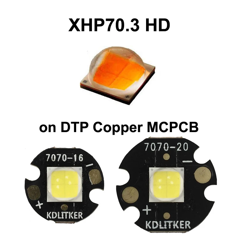 XHP70.3 HD 6500K 5000K 4000K 3000K 45 Вт 7,2A 5511 люмен SMD 7070 светодиодный фонарик с излучателем DIY мощный фонарик