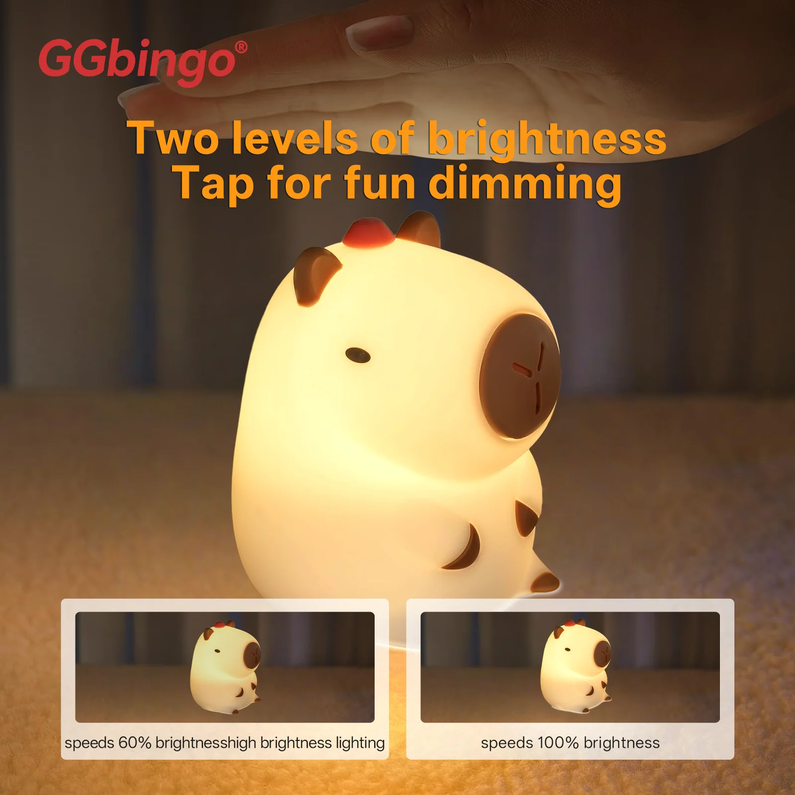 

Portable Silicone Pat Night Light 2025 New 3 Brightness Rechargeable 1200mAh ABS for Baby Nursery Home Travel Reading Bedside