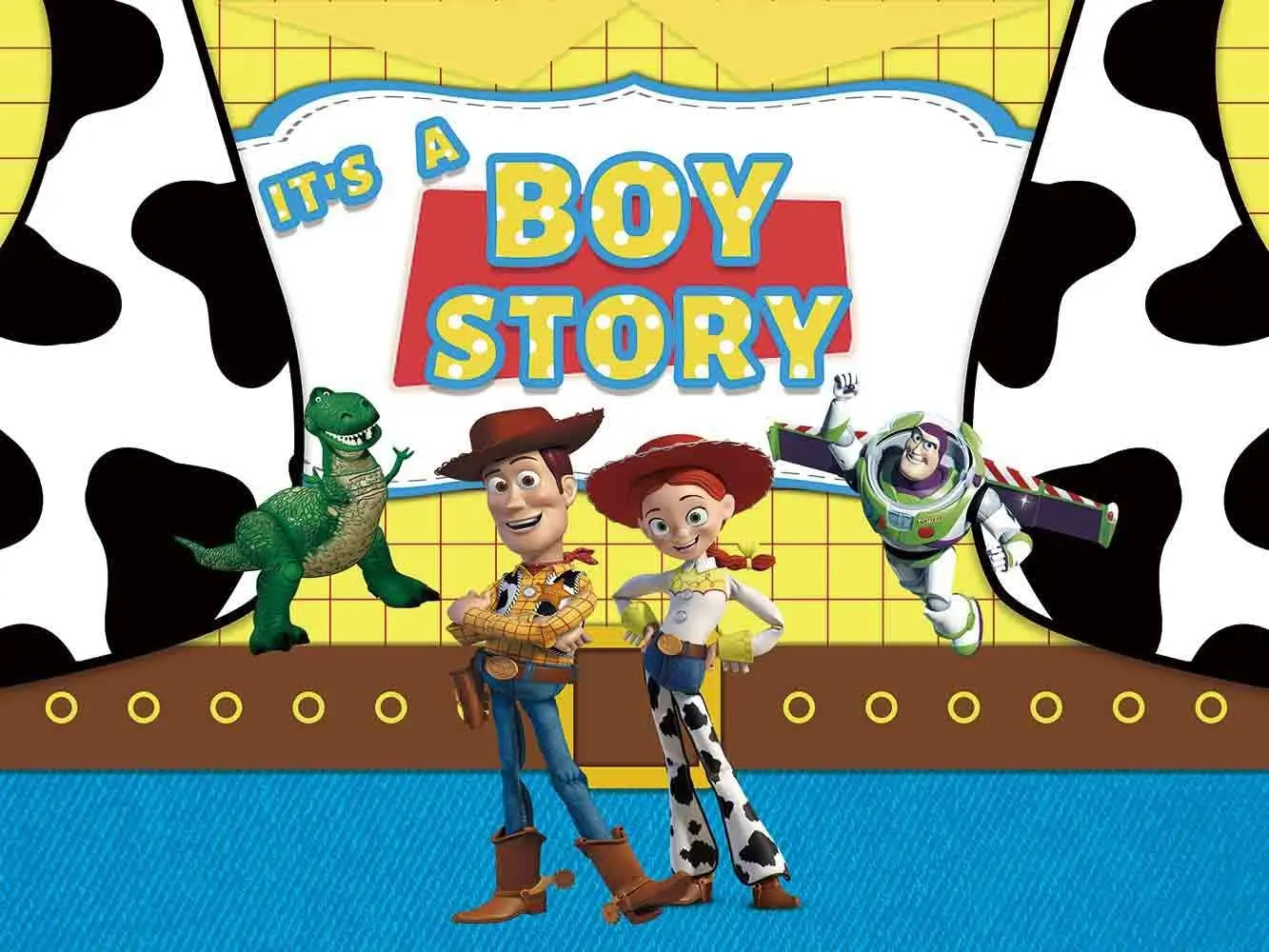 Disney Cartoon Toy Story COW Happy Birthday Party  Baby Shower Decorations Supplies Photography Studio Photo Booth