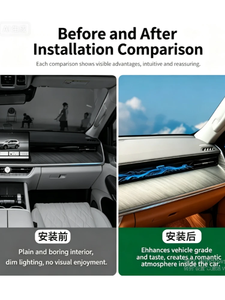 For GWM Tank 500 Car Front Passenger Crystal Ambient Light 64 Colors-Co-pilot + Door Atmosphere Lights - Adjustable LED Lights