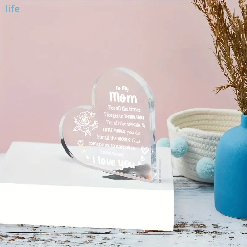 

Son Daughter Gifts For Mom, Mom Birthday Gifts, Mother's Day Gifts, Acrylic Heart Shape Best Valentine's Day Christmas Gifts