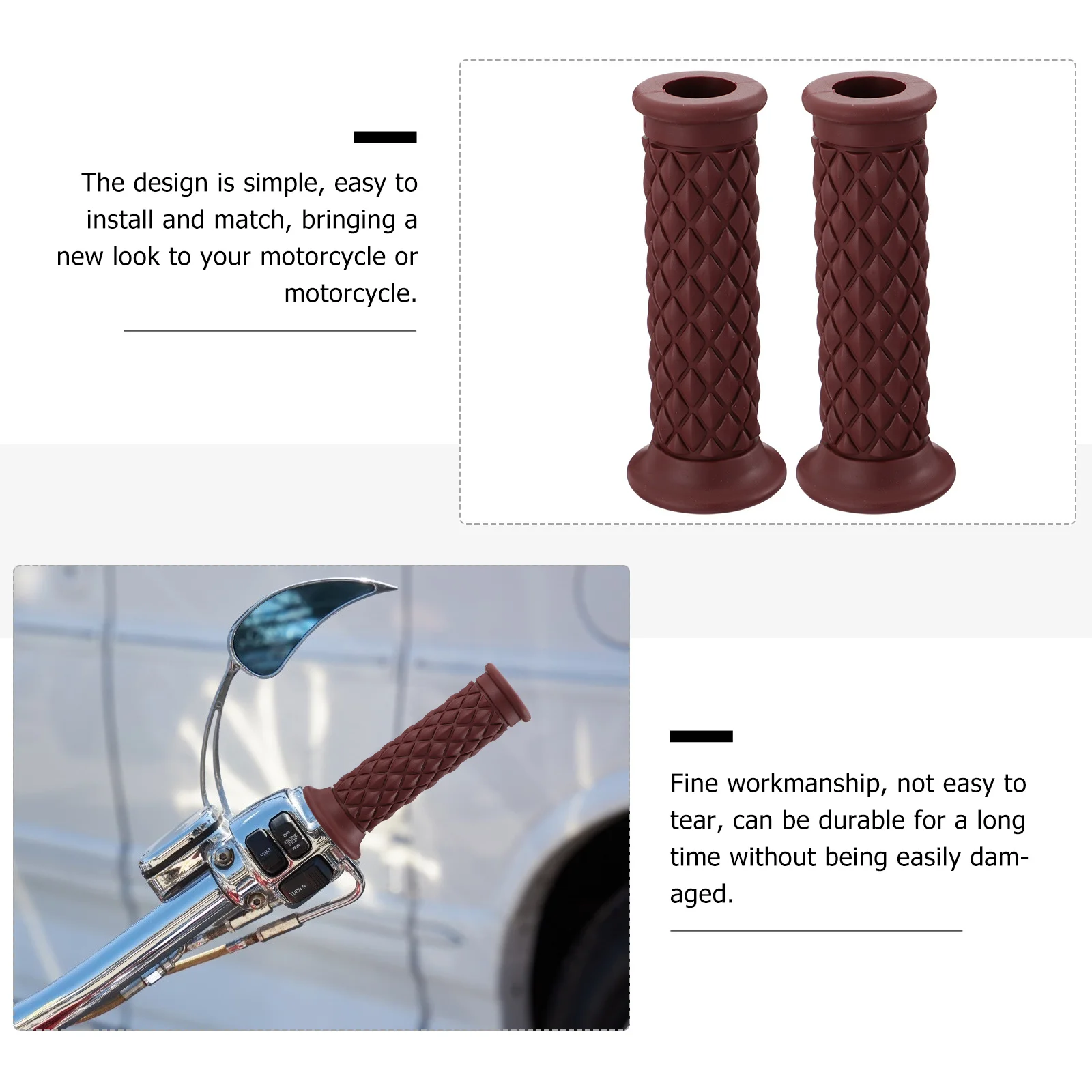 

1Pair Vintage Motorcycle Hand Grip Anti-Slip Rubber Replaceable Handlebar Covers Durable Motorcycle Accessories