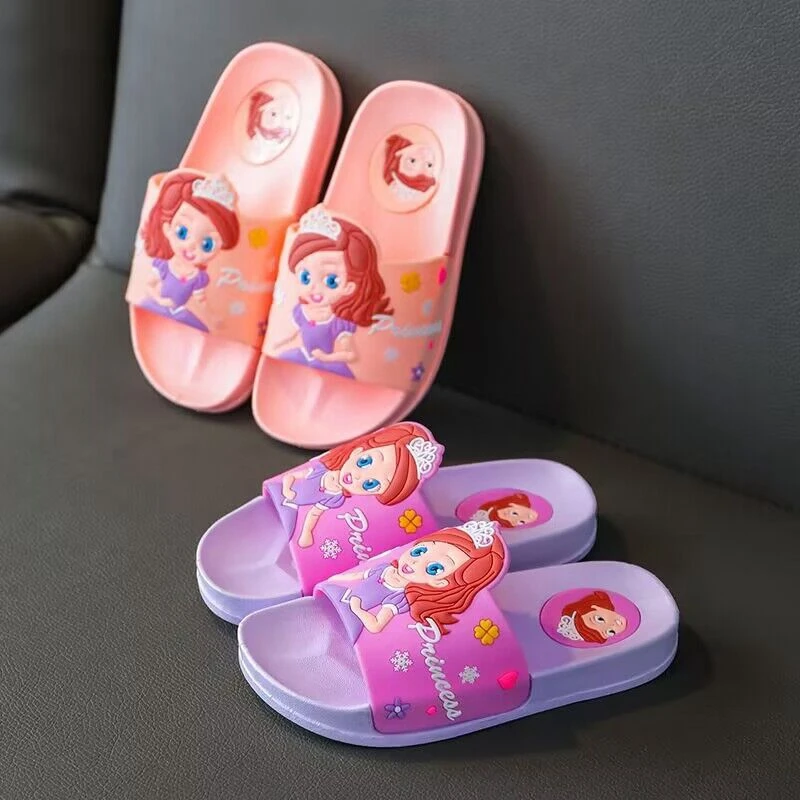 Summer Slippers Baby Boys Girls Shoes Cartoon Sofia Princess Kids Indoor Outdoor Home Shoes Bath Soft Beach Children Slippers