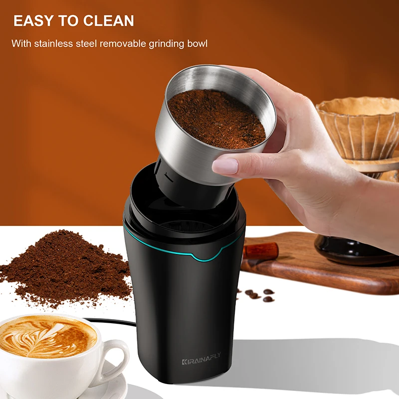 Kaffeebohnenmühle mit abnehmbarem Edelstahlbecher für Gewürze, Kräuter, Getreide und Nüsse, professionelle Kaffeemühle für die Küche, 300 W