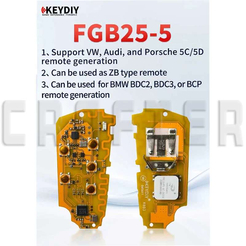 Crafters 5C 5D FGB25 KEYDIY Smart Car Key For VW 5HG959753 GOLF8 ID3 ID4 ID6 5C 5D System Universal Remote Key No UWB function