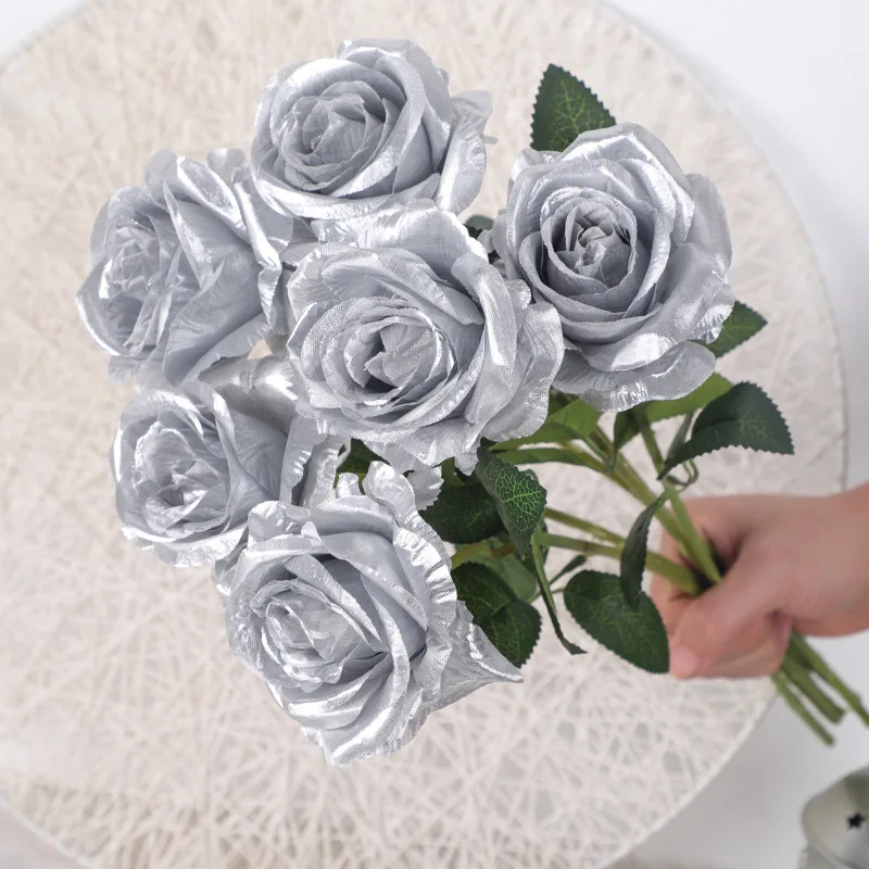 Künstliche Goldrose als Szenendekoration für Party, Hochzeit, Straßenrand-Blumenarrangement, Heimdekoration, Geburtstagsfeier-Deko – Detail 4