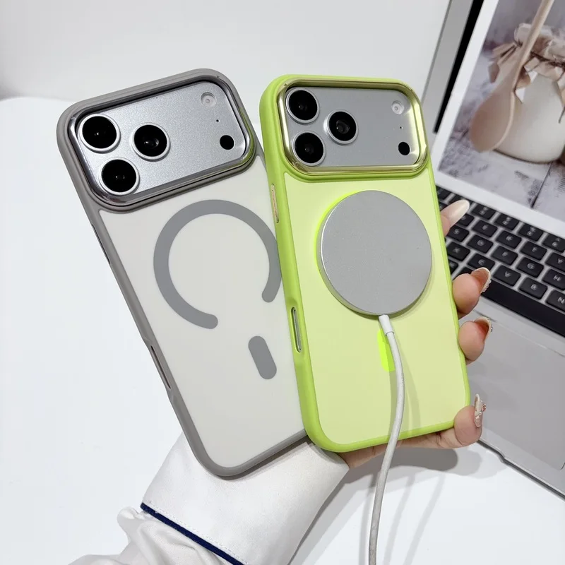 Candy Color Magnetic Case For iPhone 18 17 16 15 14 13 Pro Max Soft Silicone Edge Metal Camera Frame Buttons Protective Cover