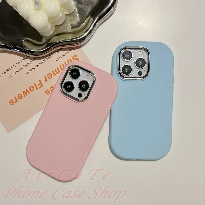 Macaron Metal Lens Frame Soft Silicone Case For Samsung S26 S25 S24 S23 S22 S21 S20 FE Note 20 Ultra Plus + 5G Back Phone Cover