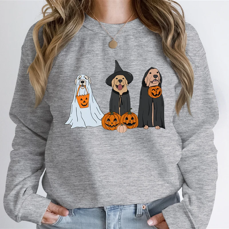 

Ghost Dogs Halloween Sweatshirt Women Dog Lover Fashion Hoodies Funny Pumpkin Halloween Hoodie Ghost Dog Print Women Sweatshirts