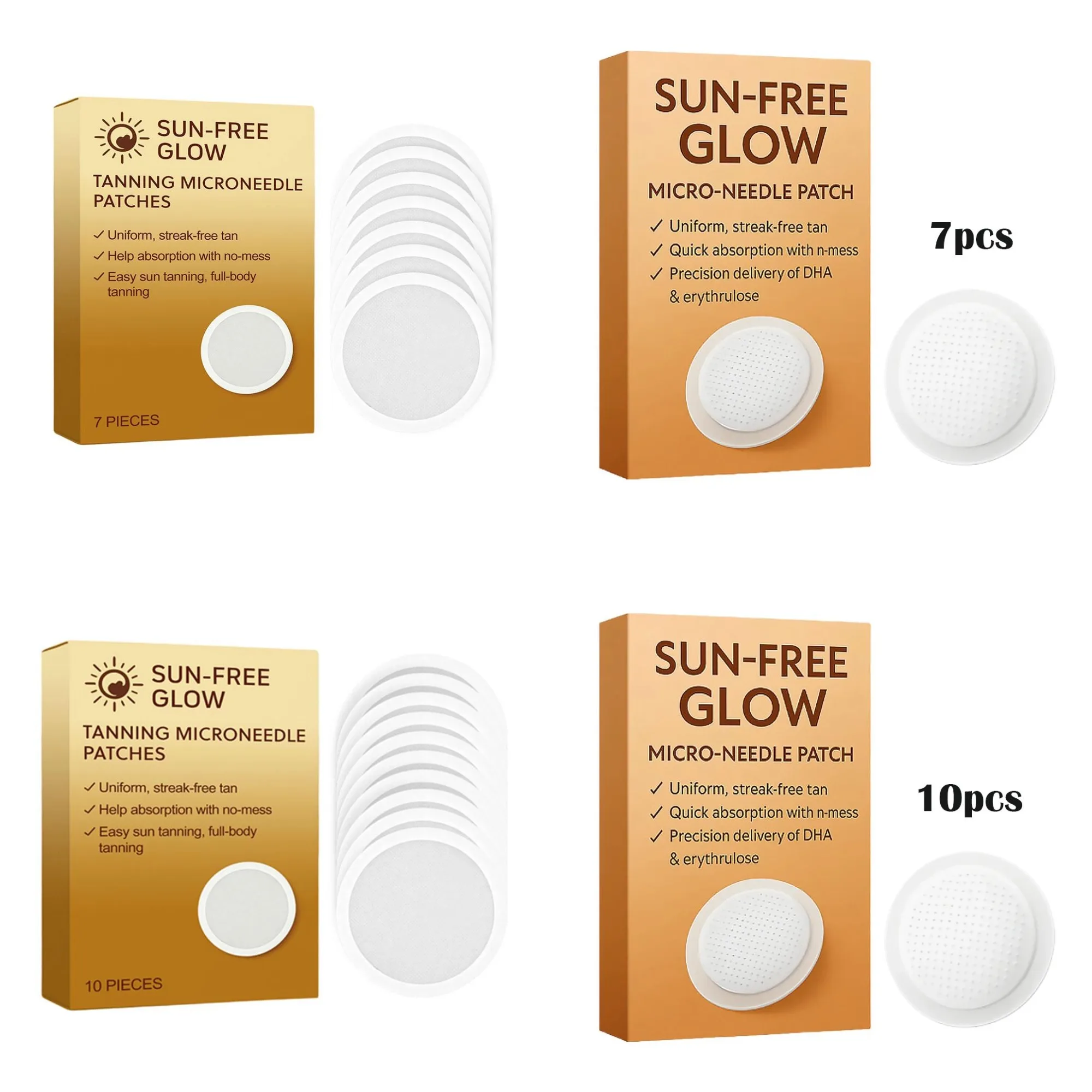 7/10 piezas/caja Purevlab Sun Free Glow Patches, Nuevo Parche Avanzado de Microdardos Sun Free Glow, Parches de Bronceado Natural Purevlab para el Cuidado de la Piel