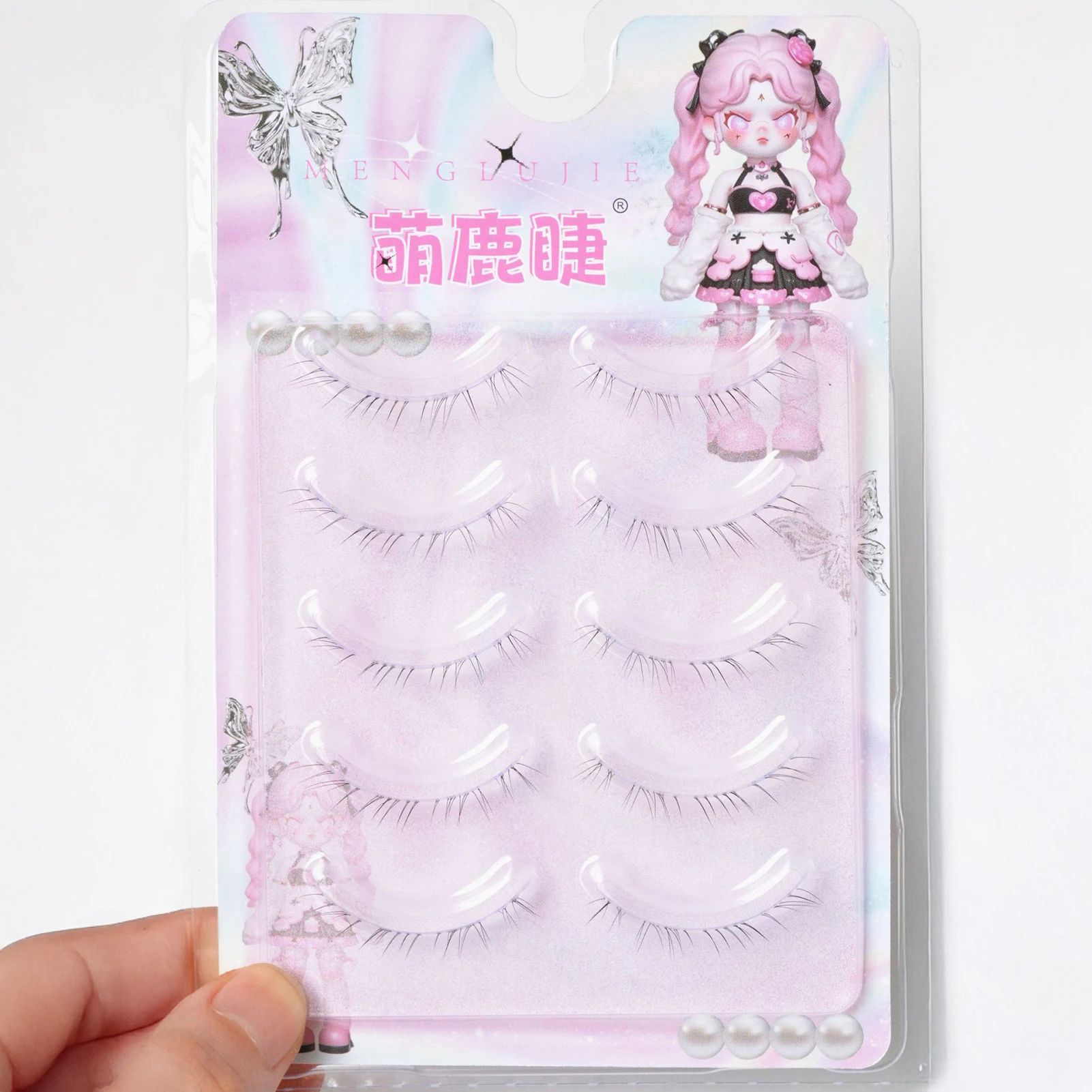 ふわふわミンクまつげストリップ透明バンドナチュラルつけまつげメイク用ソフトウィングデザイン目を強調するデイリーラッシュ