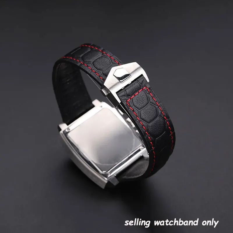 Cinturino in vera pelle da 22mm per TAG Heuer /Carlisla serie di catena per orologi con fibbia pieghevole in pelle bovina da uomo nera