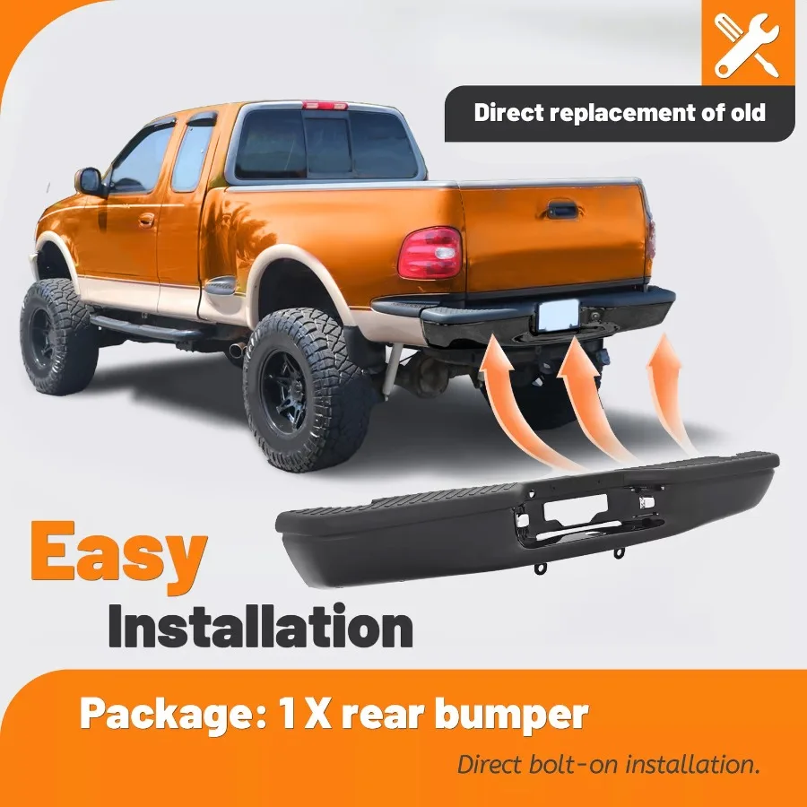 Black Rear Bumper Assembly For  F150 1997-2003/ Heritage 2004 Flareside Bed