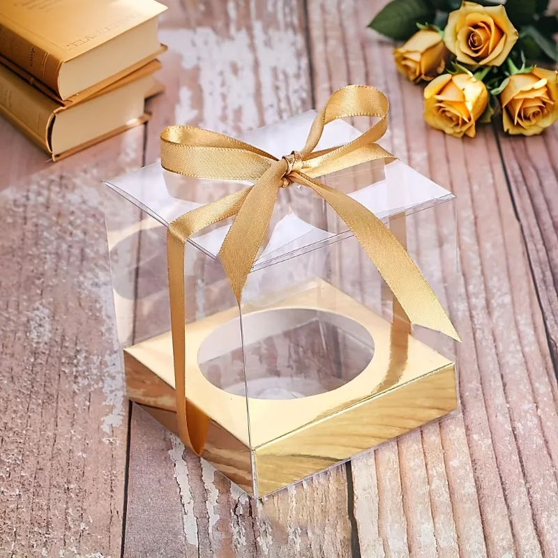

25pcs Transparent PVC Gift Boxes Cupcake Packaging Box Single Muffin Egg Tart Baking Dessert Packaging Box for Weddings Parties