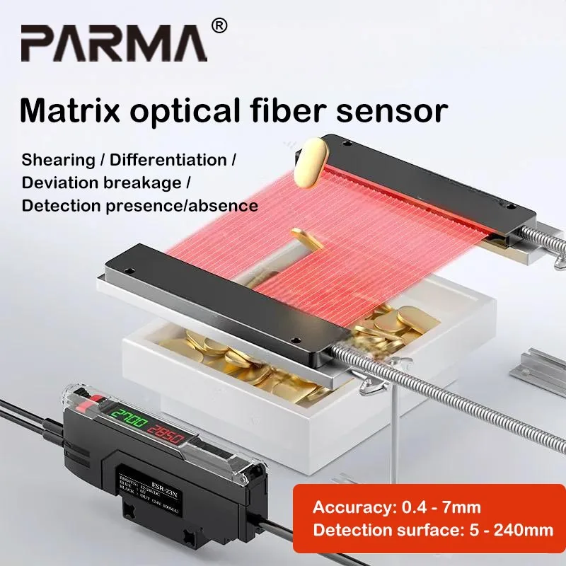 Matrix optical fiber sensor rectangular collimated sheet counting detection photoelectric switch grating amplifier