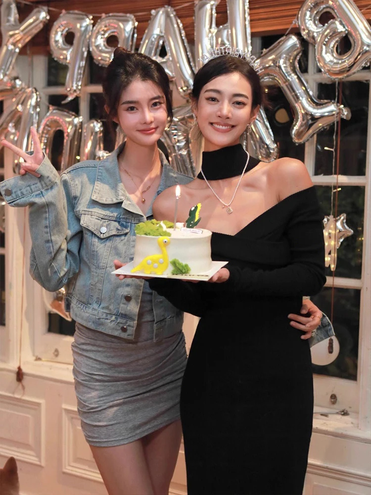 

Вязаное длинное платье на одно плечо для женщин: сексуальное, с высокой талией, с вырезами, для дня рождения, помолвки, вечеринки, свадьбы