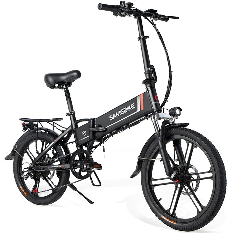 AliExpress NONE Folding E‑bike SAMEBIKE 20LVXD30-II 350W Brushless Motor 48V 10.4Ah Lithium Battery Range: 35–70 km; Max Speed: 35 Km/h. Dual Suspension System, Mechanical Disk Brake, And 20Inch Tires; Off-Road