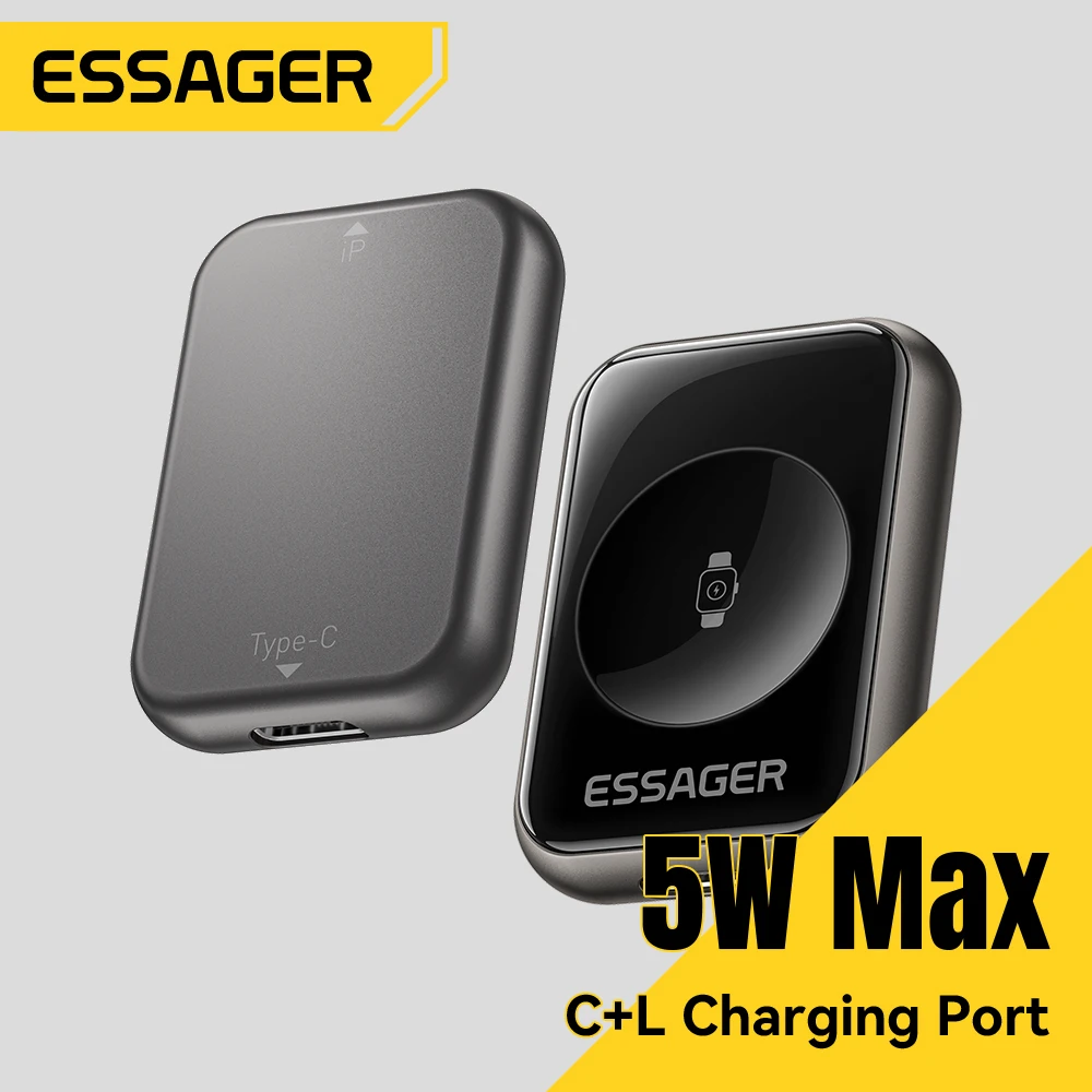 Essager Magnetic Wireless Watch Charger For iWatch S2-S11 Series SE Series Ultra Series 5W Portable Type-C/Lighting WatchCharger