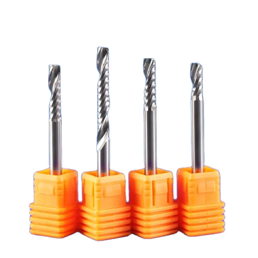 WeiTol 1 piezas 5A 4mm SHK una sola flauta CNC enrutador brocas una flauta espiral extremo molino carburo PVC cortador