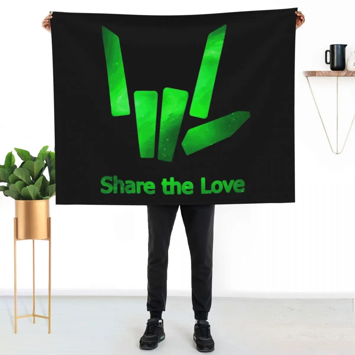 Kids share The Love green Galaxy Logo Throw Blanket Luxury St Sofa Throw Thin Sofa Thermals For Travel blankets ands Blankets