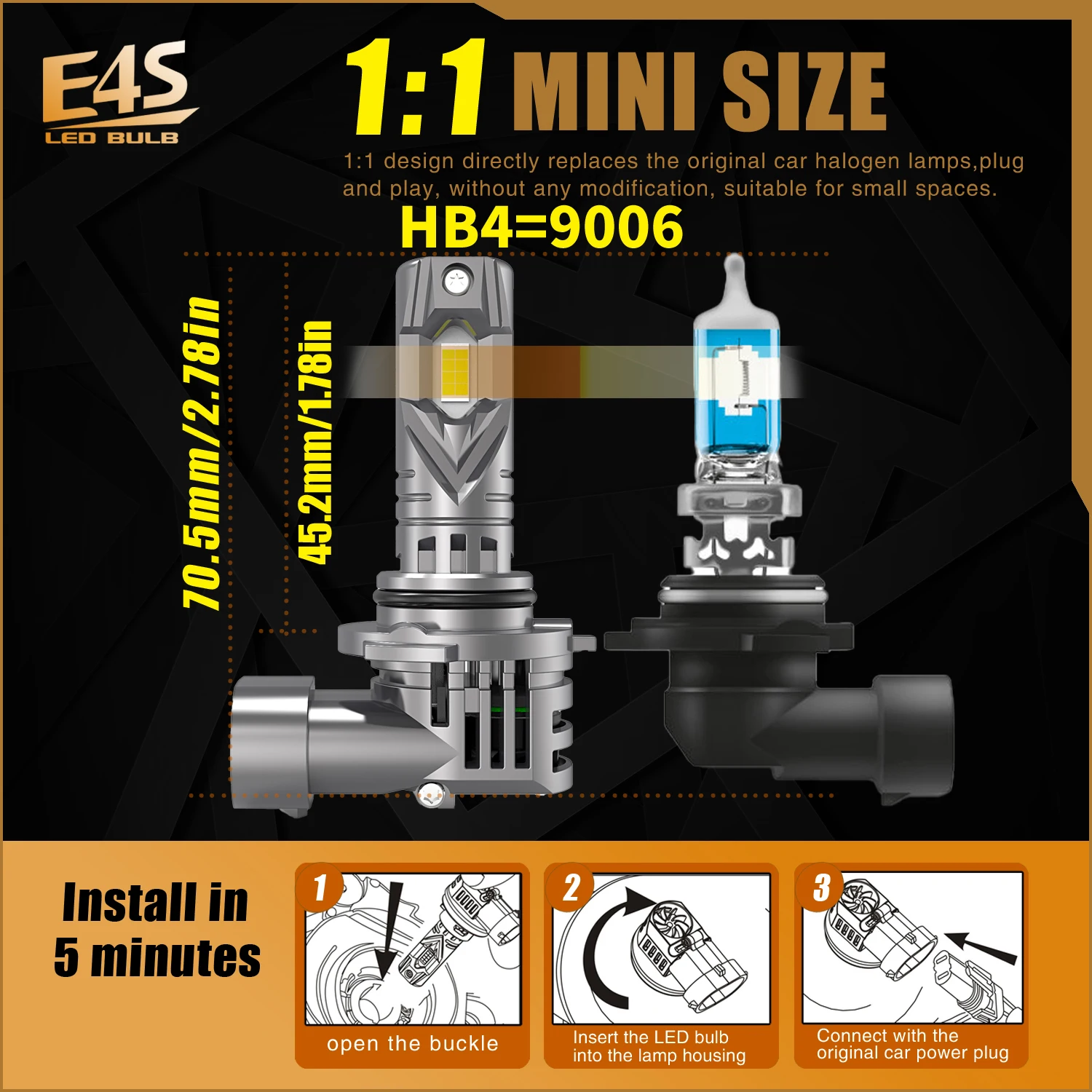 2pcs HB4 Led 9006 P22d Headlight Canbus No Error Powerful Light Car Turbo Diode Bulb White Moto Fog Lamp 12V No Adapter Required