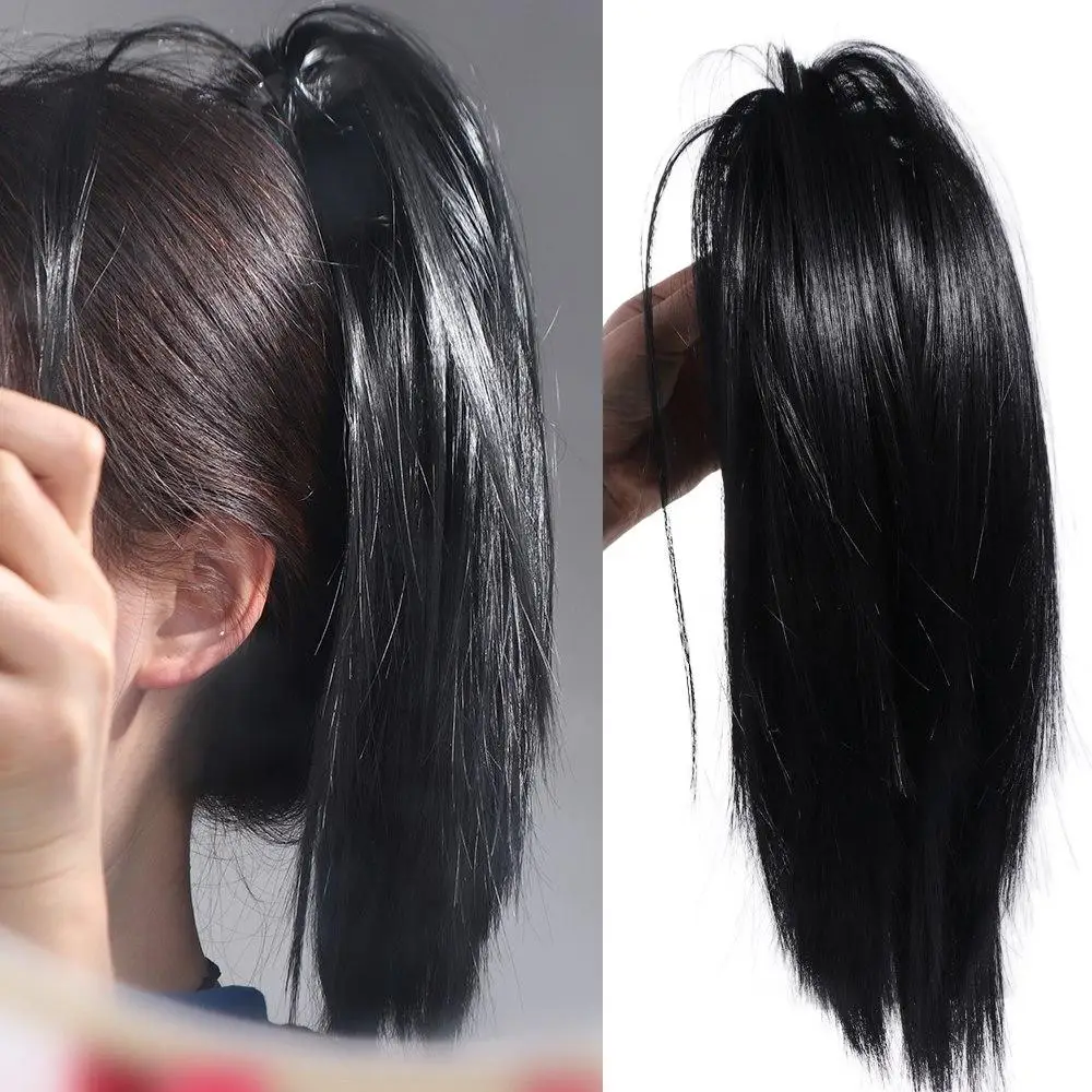 Chicken Nest Head Hair Bag Synthetic Natural Short Straight Ponytail Half Ponytail Wig Claw Clip Ponytail Pony Tail Hairpiece