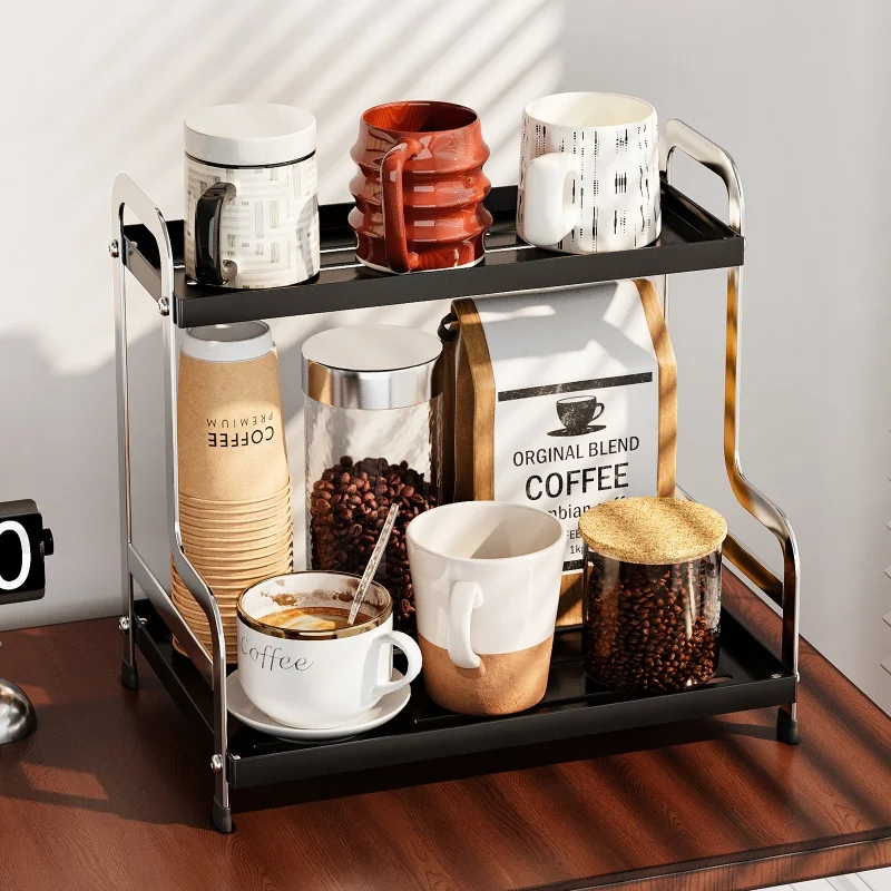

Multifunctional storage rack desktop organizer coffee cup bar storage rack suitable for home kitchen space saving
