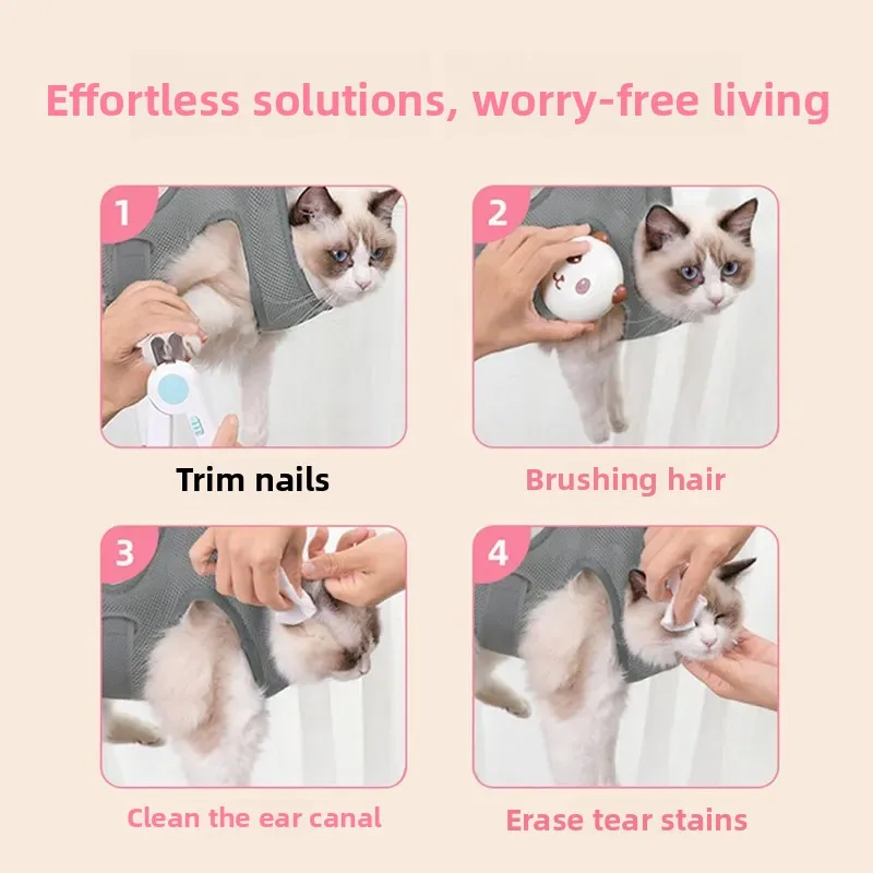 Adjustable Pet Grooming Hanging Sling, Anti‑Scratch Restraint Bag for Cats Dogs, Helper for Small Medium Pets Nail Trimming