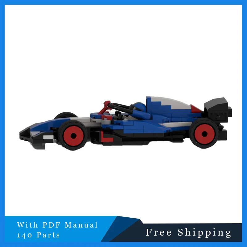 140 PCS City Blue Creative Speed Racing Modular MOC Creative Building Blocks STEM Education Children's DIY Set Christmas Gifts