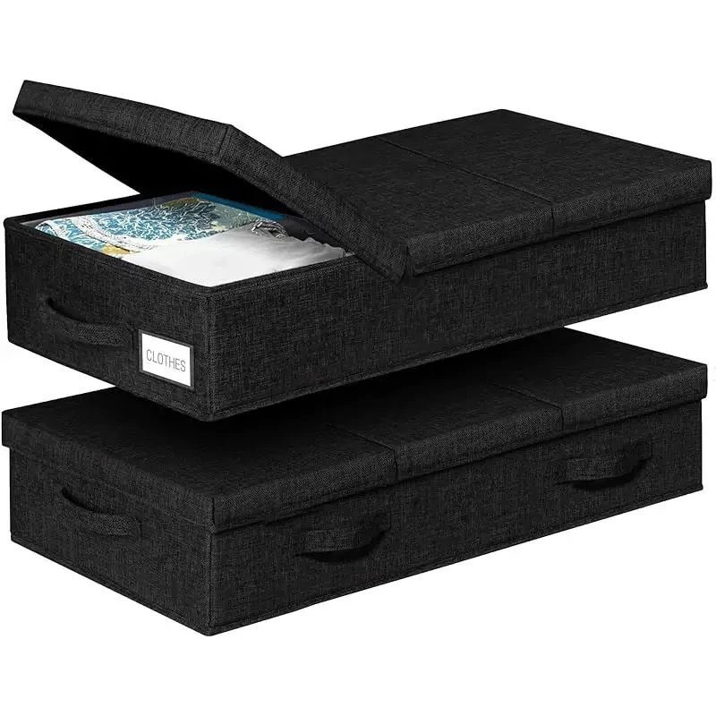 

Корзина для хранения под кроватью из хлопка и льна с крышкой, органайзер для одежды и игрушек, моющаяся, влагостойкая, для хранения в шкафу