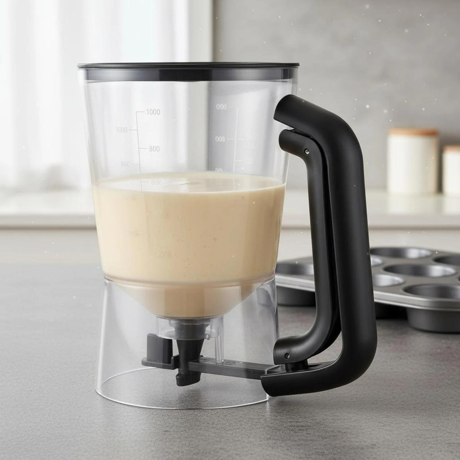 Handheld Batter Dispenser Transparent Press Batter Dispenser Baking Tool Wide Mouth Food Grade for Molds