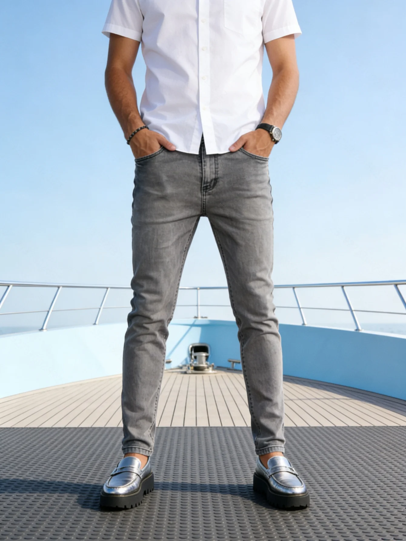 Y2K Cyber Grunge Flare Jeans, Men's Fashion Street Style Denim, Slim Fit Bell Bottom Pants, Romantic Gift for Boyfriend