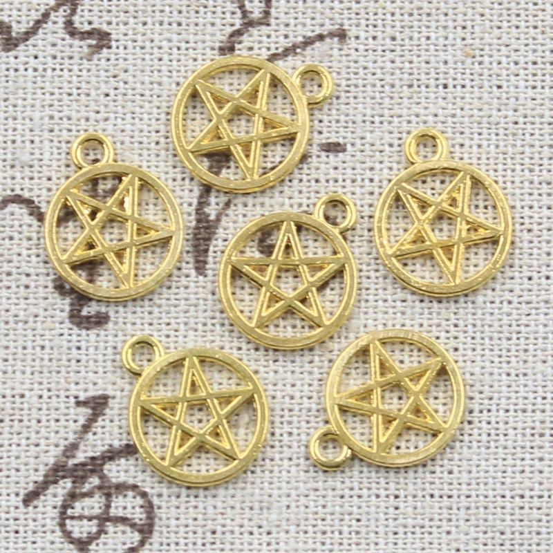 50pcs Charms Star Pentagram 17x14mm Antique Silver Color Pendants DIY Crafts Making Findings Handmade Tibetan Jewelry