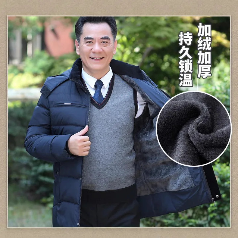 

Winter Coat Velvet Cotton-padded Clothes in The Elderly Men's Clothing Middle-aged Men's Warm Cotton Clothes