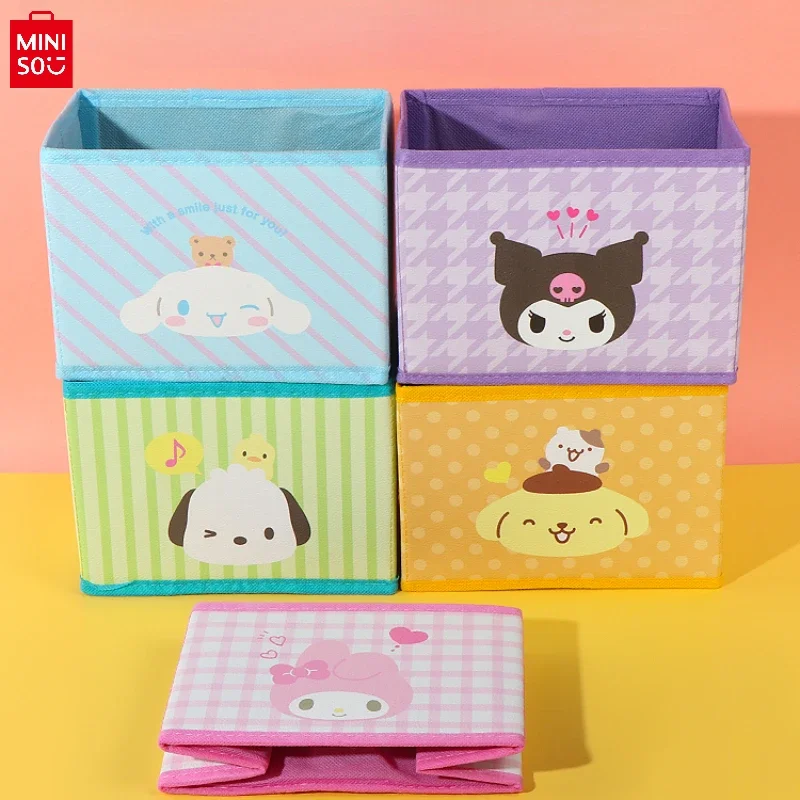 Miniso Sanrio Series My Melody Folding Classification Item Storage Box Cinnamoroll Miscellaneous Storage Organizing Box Gifts