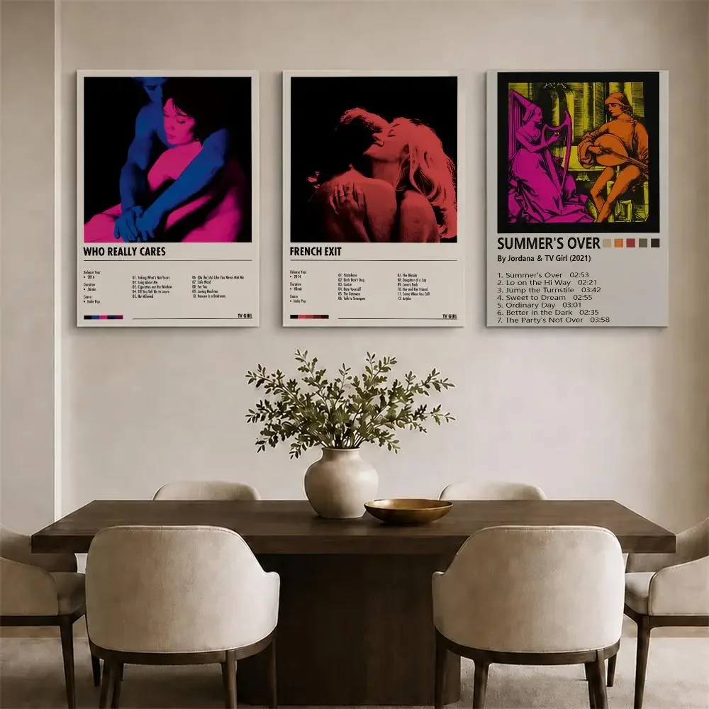 T-Tv Girl Classic Singer Star Album Framed Wall Painting Ready to Hang Canvas Poster for Living Room Bedroom Home Decor Decals