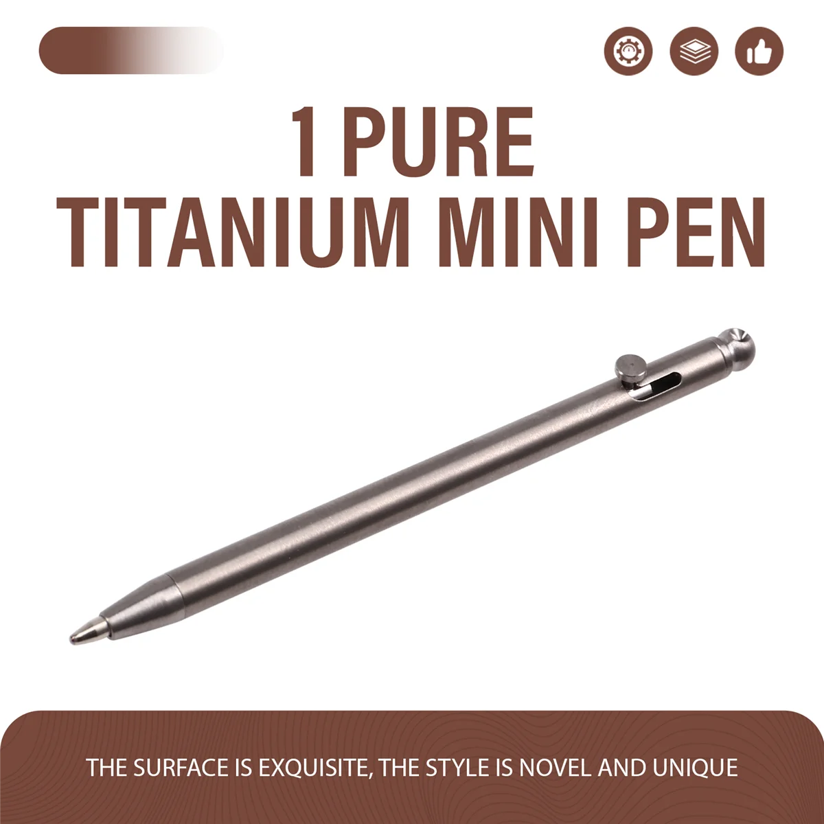 

AA98 Mini Compact Bolt Pen Portable Keychain Pen Portable Travel Metal Ballpoint Pen Signing for Guests Titanium Color