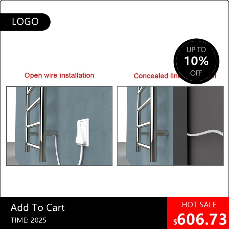 

080808Украсная золотая вешалка для полотенец с подогревом из нержавеющей стали 304, настенный электрический нагрев, туалет, сушка полотенец для ванной комнаты, R