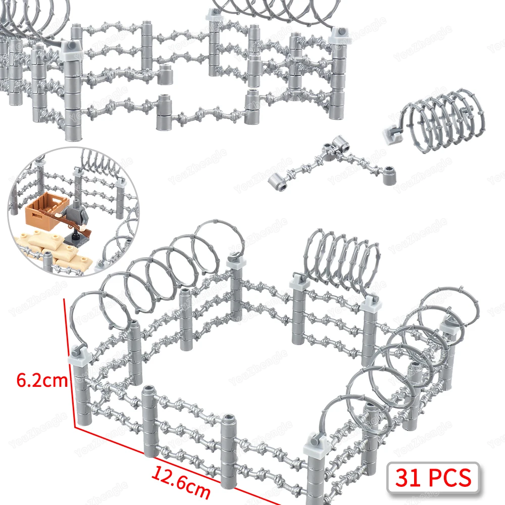 

Prison Fence Building Blocks Assembly MOC Figures Isolation Wire Spring Equipment Restrictions Matching Scenes Models Gifts Toys