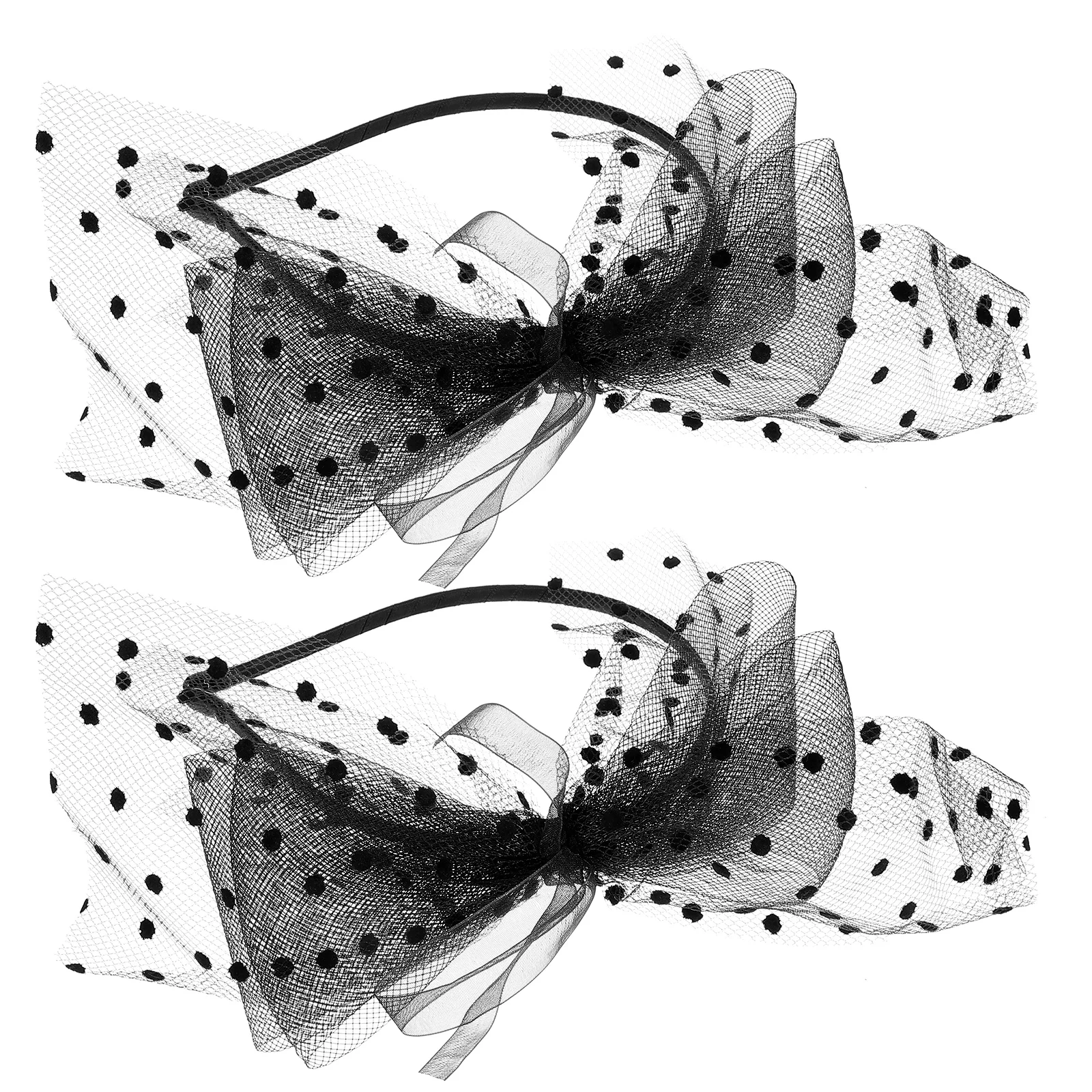 2pcs Ghost Bride Headband Black Mesh Halloween Party Accessories Women Cosplay Photoshoot Stage Performance Adult