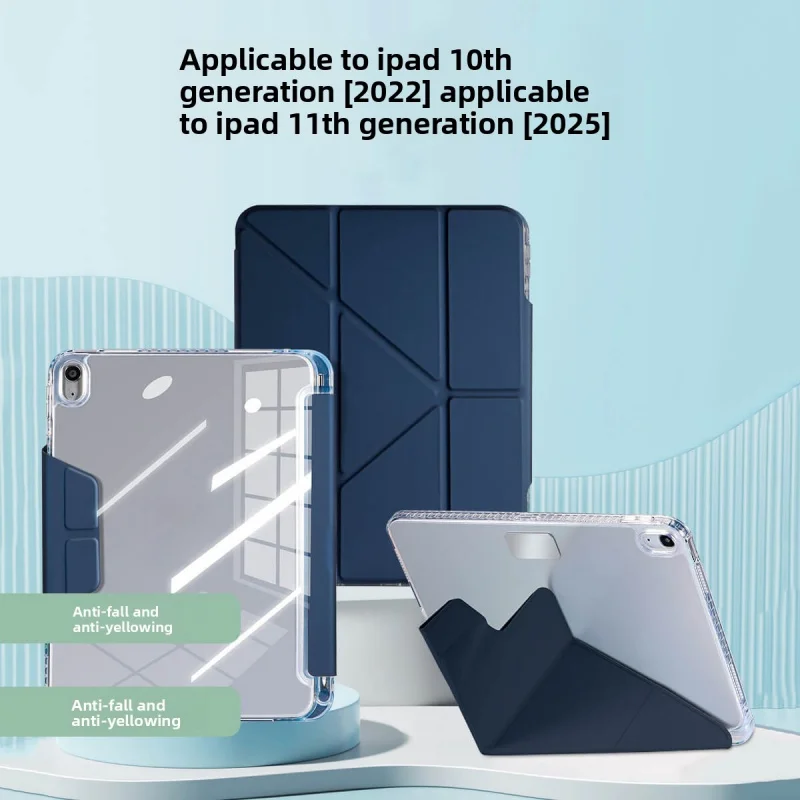 For IPad Protective Case Air6 With Buckle, Acrylic Tablet Case Pro 11inch With Pen Slot, High-Transparency Leather
