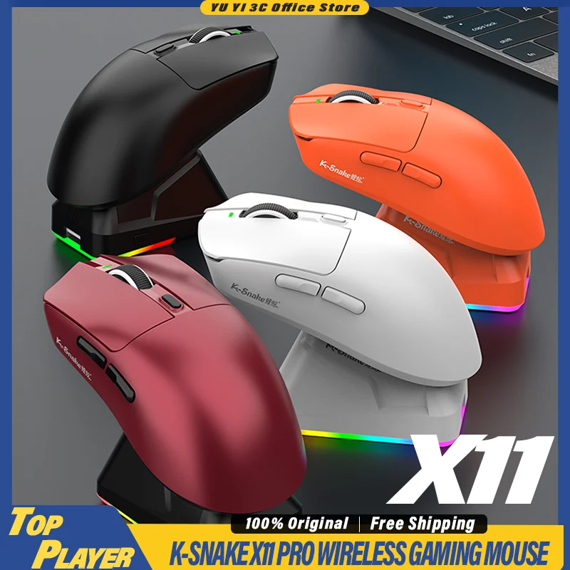 

K-Snake X11 Pro Wireless Gaming Mouse BT 2.4G Wireless 1000Hz Polling Rate with RGB Charging Base PAW3311 Optical Sensor Mouse