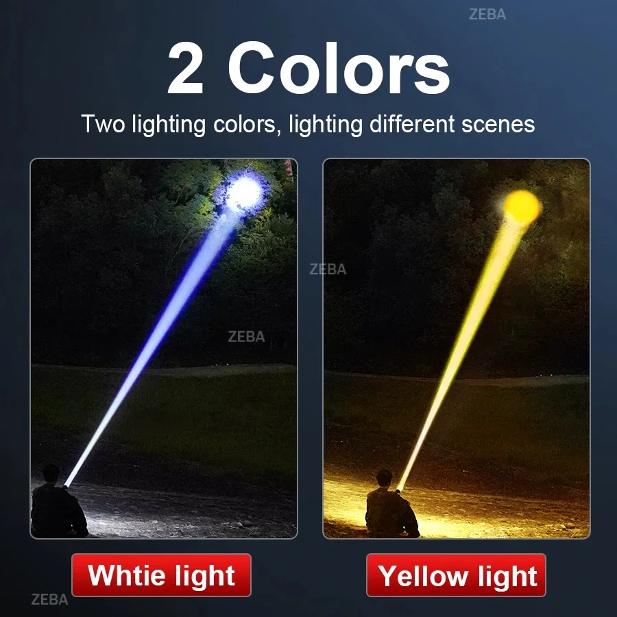2026 Professional Diving Flashlight USB Rechargeable Torch IPX8 Waterproof Diving Lamp Built-in Battery Underwate
